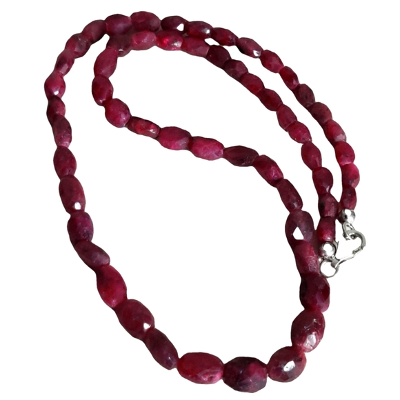 Genuine Faceted Rubies Necklace w/Sterling Silver Clasp - Picture 16 of 16